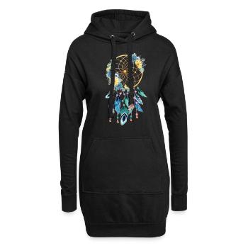 Dream catcher fleurs Indiens - Sweat-shirt à capuche long Femme - noir - Devant