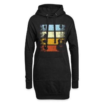 Guitare guitariste vintage rétro guitares musicien - Sweat-shirt à capuche long Femme - noir - Devant