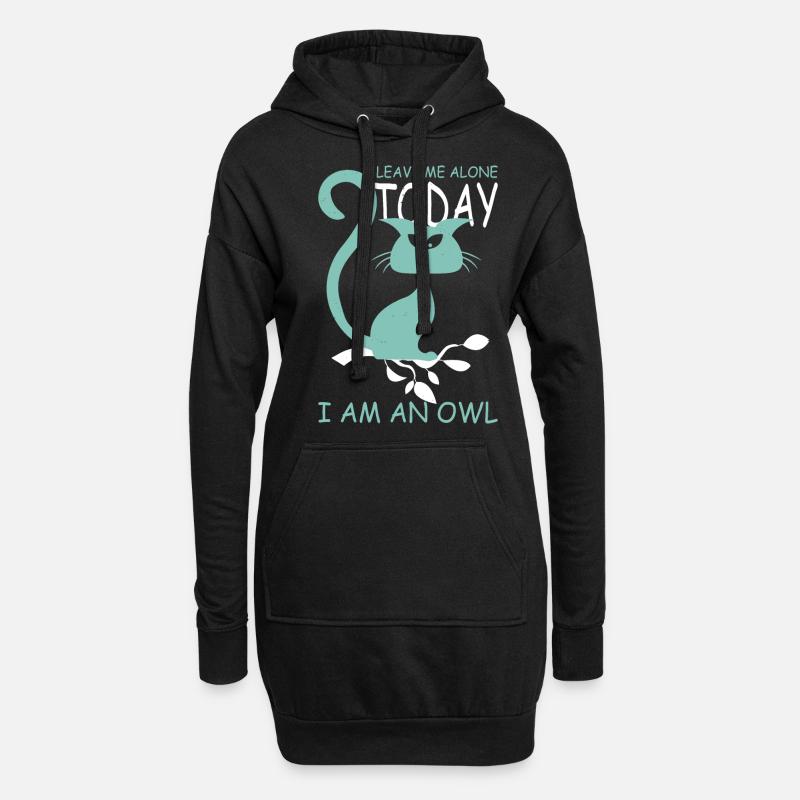 Katze Eule - Hoodie-Kleid - Schwarz
