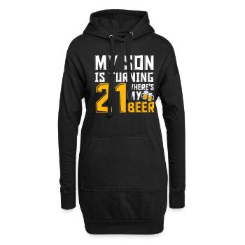 21e anniversaire 21 ans fils papa maman T-shirt - Sweat-shirt à capuche long Femme - noir - Devant