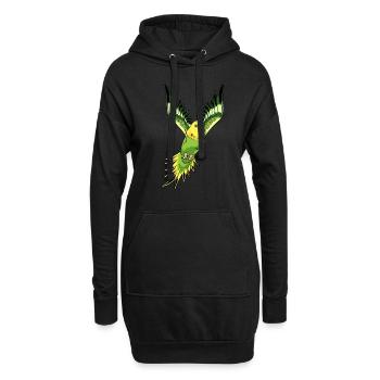 Belle perruche colorée vole. conception - Sweat-shirt à capuche long Femme - noir - Devant