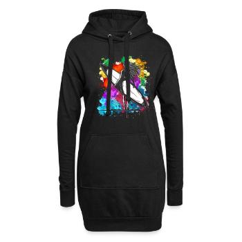 Planche de surf colorée fille vacances sports nautiques plage - Sweat-shirt à capuche long Femme - noir - Devant