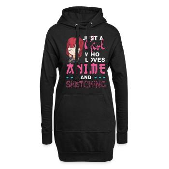 Just A Girl Who Loves Anime and Sketching Geschenk - Hoodie-Kleid - Schwarz - Vorne