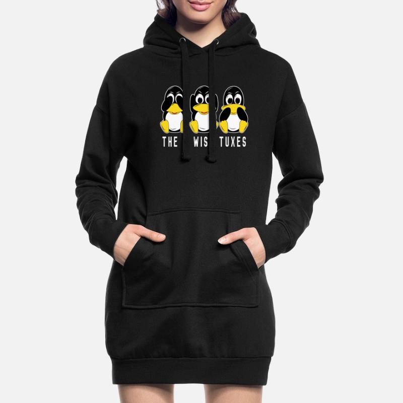 3 Linux penguins hear see speak computer scientists Hoodie Dress