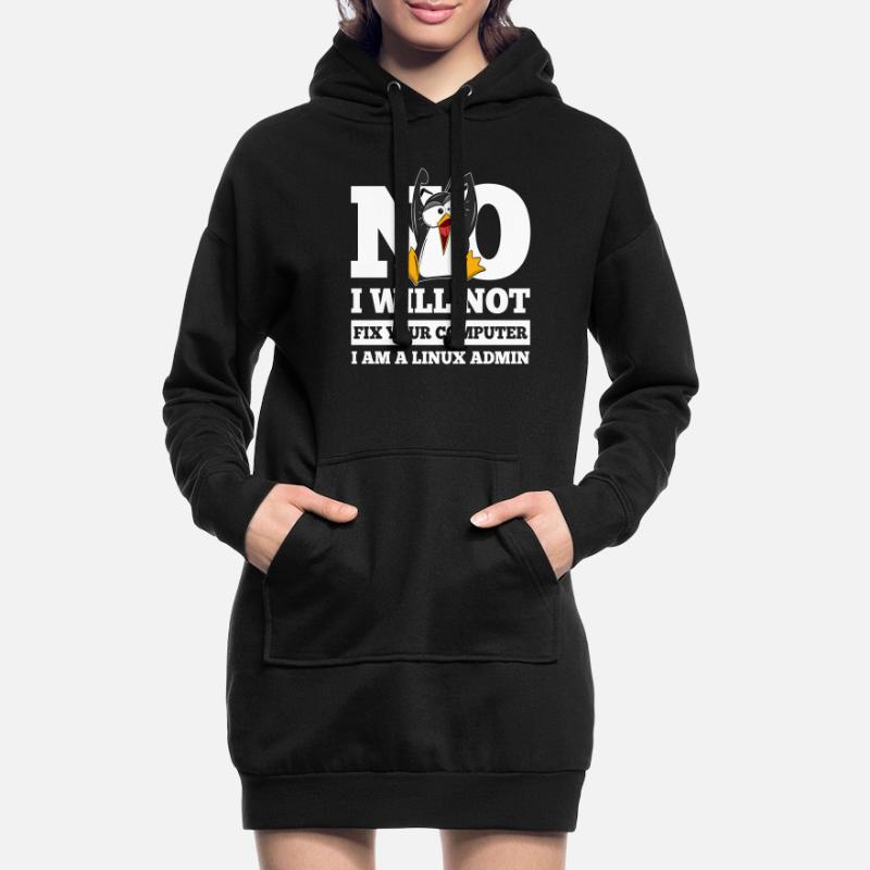 Correction de l'ordinateur Linux SysAdmin Hacker Coder Penguin Sweat-shirt à capuche long Femme