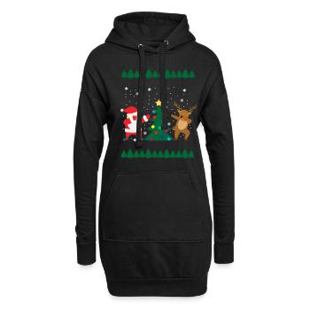 Dabbing Weihnachtsmann Weihnachten Rentier - Hoodie-Kleid - Schwarz - Vorne
