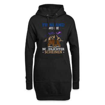 Finnland Spruch Flagge Nordlichter - Hoodie-Kleid - Schwarz - Vorne