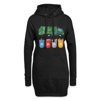 Müllwagen Kinder Müll Recycling - Hoodie-Kleid - Schwarz - Vorne
