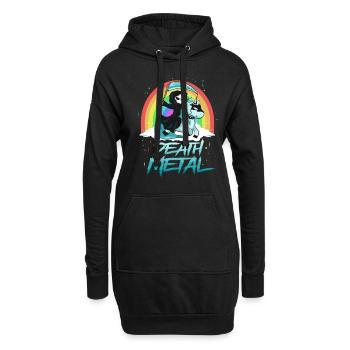 Death Metal Einhorn mit Tod als Reiter Regenbogen - Hoodie-Kleid - Schwarz - Vorne