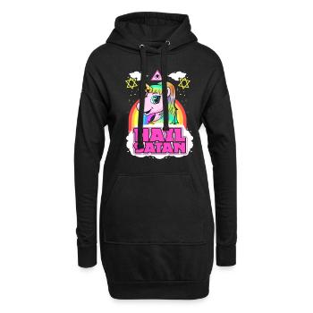 Hail Satan Unicorn - Death Metal Rainbow Design - Sweat-shirt à capuche long Femme - noir - Devant