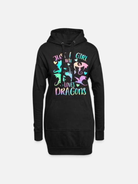 Just a girl who loves dragons - Hoodie Dress - black