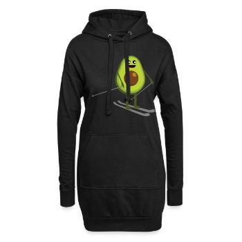 Skifahrer - Avocado auf Skiern lustig - Hoodie-Kleid - Schwarz - Vorne