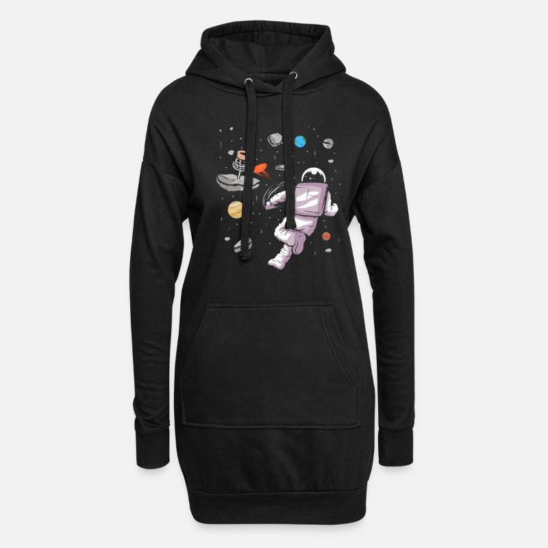 Disc Golf Astronaut im Weltall Disk Golfer Design - Hoodie-Kleid - Schwarz