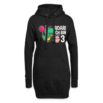 3rd birthday boy 3 years dinosaur T Rex - Hoodie Dress - black - Front