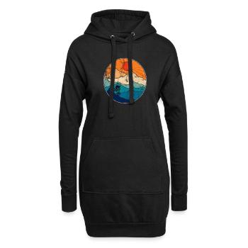 Retro Mountainbike fährt den Berg runter für - Hoodie-Kleid - Schwarz - Vorne