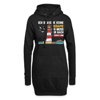 Borkum Nordsee Spruch Leuchtturm - Hoodie-Kleid - Schwarz - Vorne