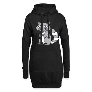 Waschbär - Hoodie-Kleid - Schwarz - Vorne