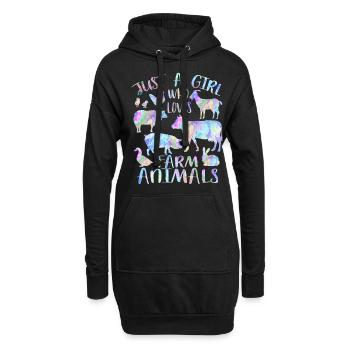 Juste une fille qui aime les animaux de la ferme - Sweat-shirt à capuche long Femme - noir - Devant