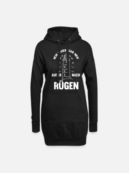 Rügen Ostsee Spruch Leuchtturm - Hoodie-Kleid - Schwarz