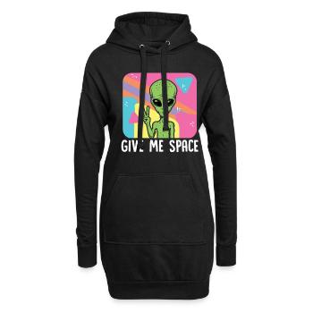Give me space Alien Ufo - Hoodie-Kleid - Schwarz - Vorne