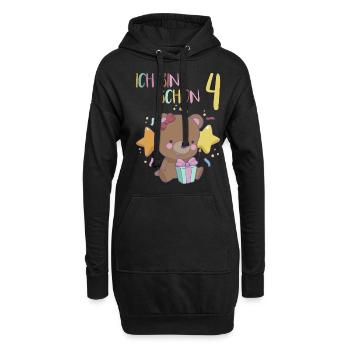 4. Geburtstag Mädchen 4 Jahre Bär Ich Bin 4 - Hoodie-Kleid - Schwarz - Vorne