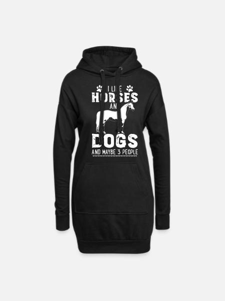 Horses dogs horse lover gift horse dog - Hoodie Dress - black