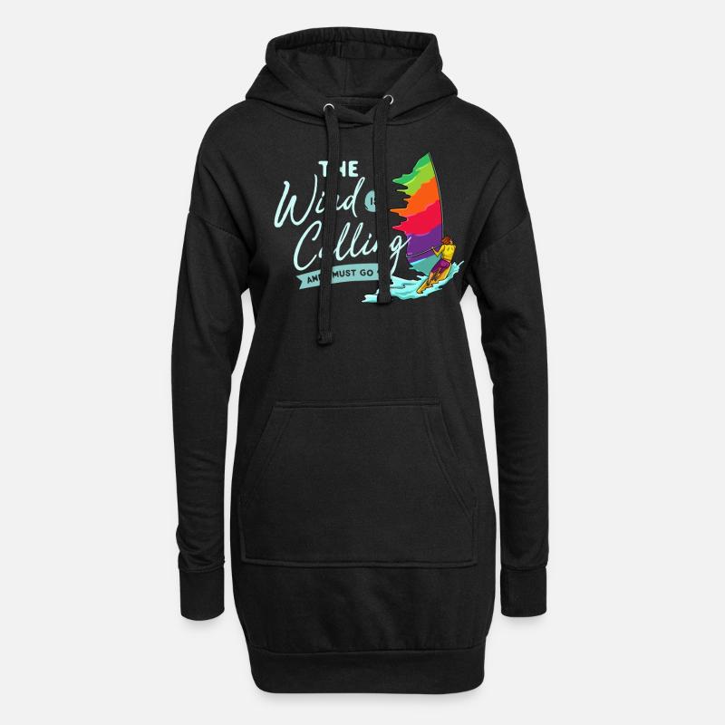 Windsurfen Windsurfer Surfbrett Wind Surfen - Hoodie-Kleid - Schwarz