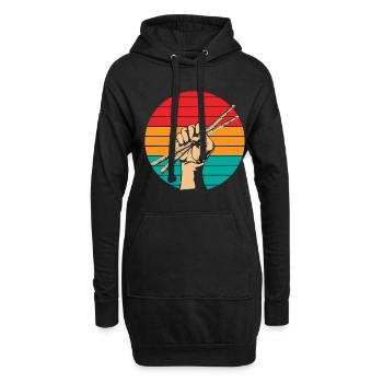Rétro percussion musiciens musique - Sweat-shirt à capuche long Femme - noir - Devant