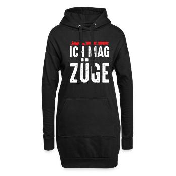 Ich mag Züge - Hoodie-Kleid - Schwarz - Vorne