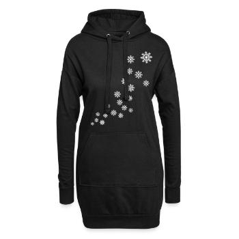 Flocon de neige de Noël - Sweat-shirt à capuche long Femme - noir - Devant