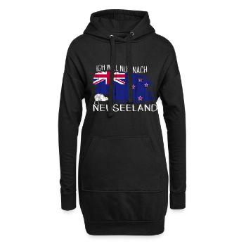 Neuseeland Flagge Newzealand Kiwi Vogel - Hoodie-Kleid - Schwarz - Vorne