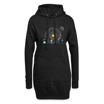 Astronomy Planets Vinyl Record Player DJ - Sweat-shirt à capuche long Femme - noir - Devant