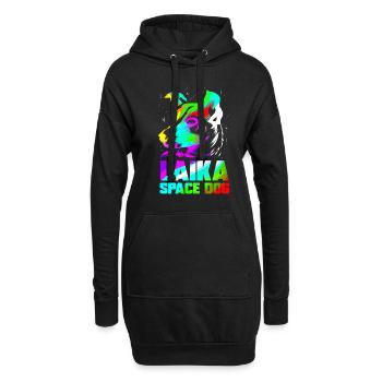 Laika Space Dog Union soviétique Russie Space Travel - Sweat-shirt à capuche long Femme - noir - Devant