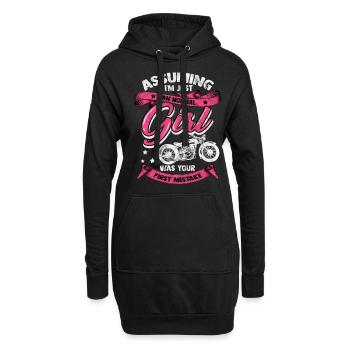 Motorrad Mädchhen Biker Frau Motorsport Chopper - Hoodie-Kleid - Schwarz - Vorne