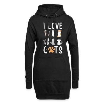 J'aime les chats j'aime les chats - Sweat-shirt à capuche long Femme - noir - Devant