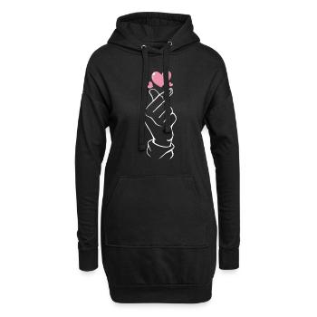 Coeur de doigt K-pop - Sweat-shirt à capuche long Femme - noir - Devant