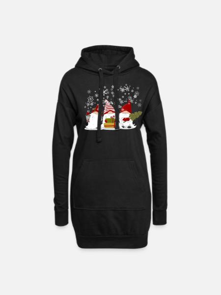 Nordische Weihnachten Gnome Elfen Wichtel Geschenk - Hoodie-Kleid - Schwarz