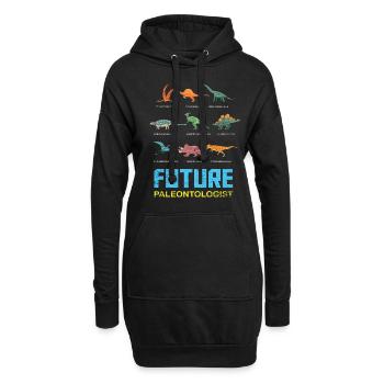 Dinosaure paléontologie paléontologue enfant - Sweat-shirt à capuche long Femme - noir - Devant