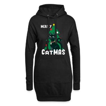 Katzen Weihnachten Xmas Miau Geschenkidee - Hoodie-Kleid - Schwarz - Vorne
