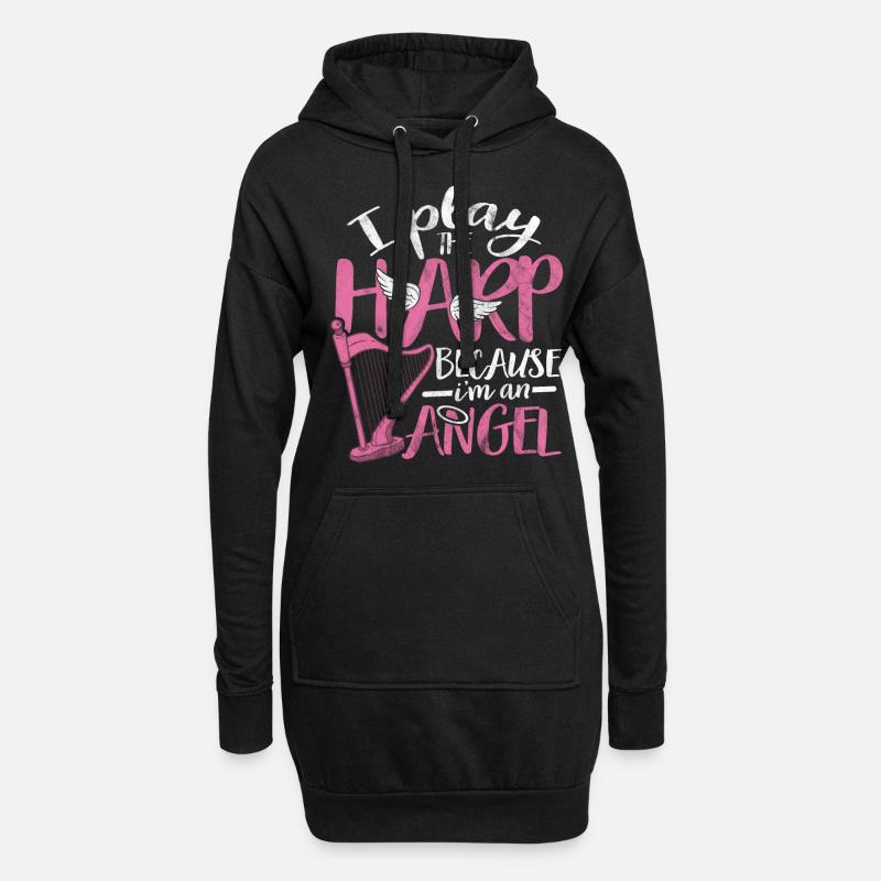 Harfe - Hoodie-Kleid - Schwarz