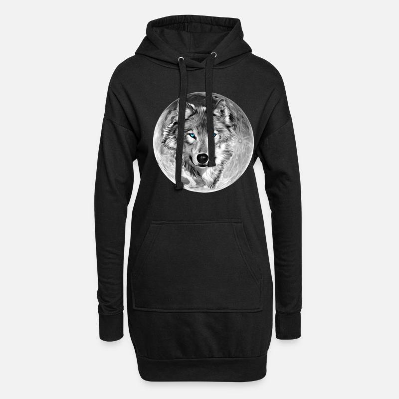 Wolf - Hoodie-Kleid - Schwarz