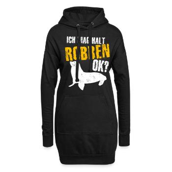 Robbe - lustiger ich mag Robben Spruch - Hoodie-Kleid - Schwarz - Vorne