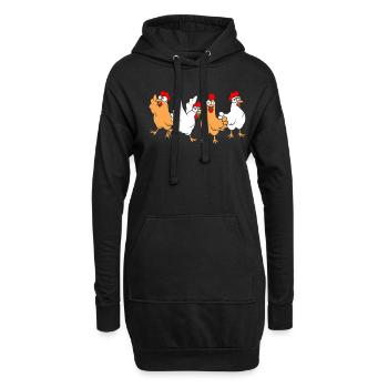 Lustige Hühner - Hoodie-Kleid - Schwarz - Vorne