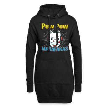 Pew Pew Funny Cat - Hoodie-Kleid - Schwarz - Vorne