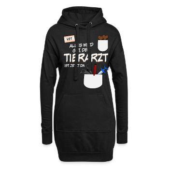 Tierarzt - lustiger Spruch mit Leckerli - Hoodie-Kleid - Schwarz - Vorne