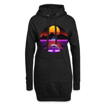 80er Jahre Sportwagen Outrun Vaporwave Synthwave - Hoodie-Kleid - Schwarz - Vorne
