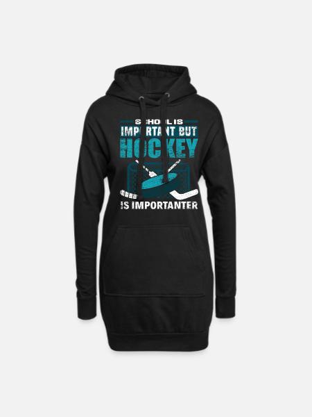 Eishockey Schule - Hoodie-Kleid - Schwarz
