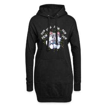 Console de jeu de jeux vidéo Pew Pew Gaming Cat - Sweat-shirt à capuche long Femme - noir - Devant