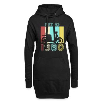 1980 80er Rollerfahrer - Hoodie-Kleid - Schwarz - Vorne