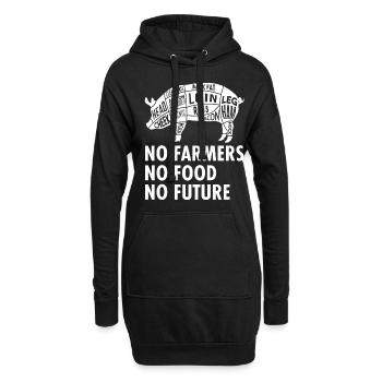 No Farmers No Food No Future - Bauer - Hoodie-Kleid - Schwarz - Vorne
